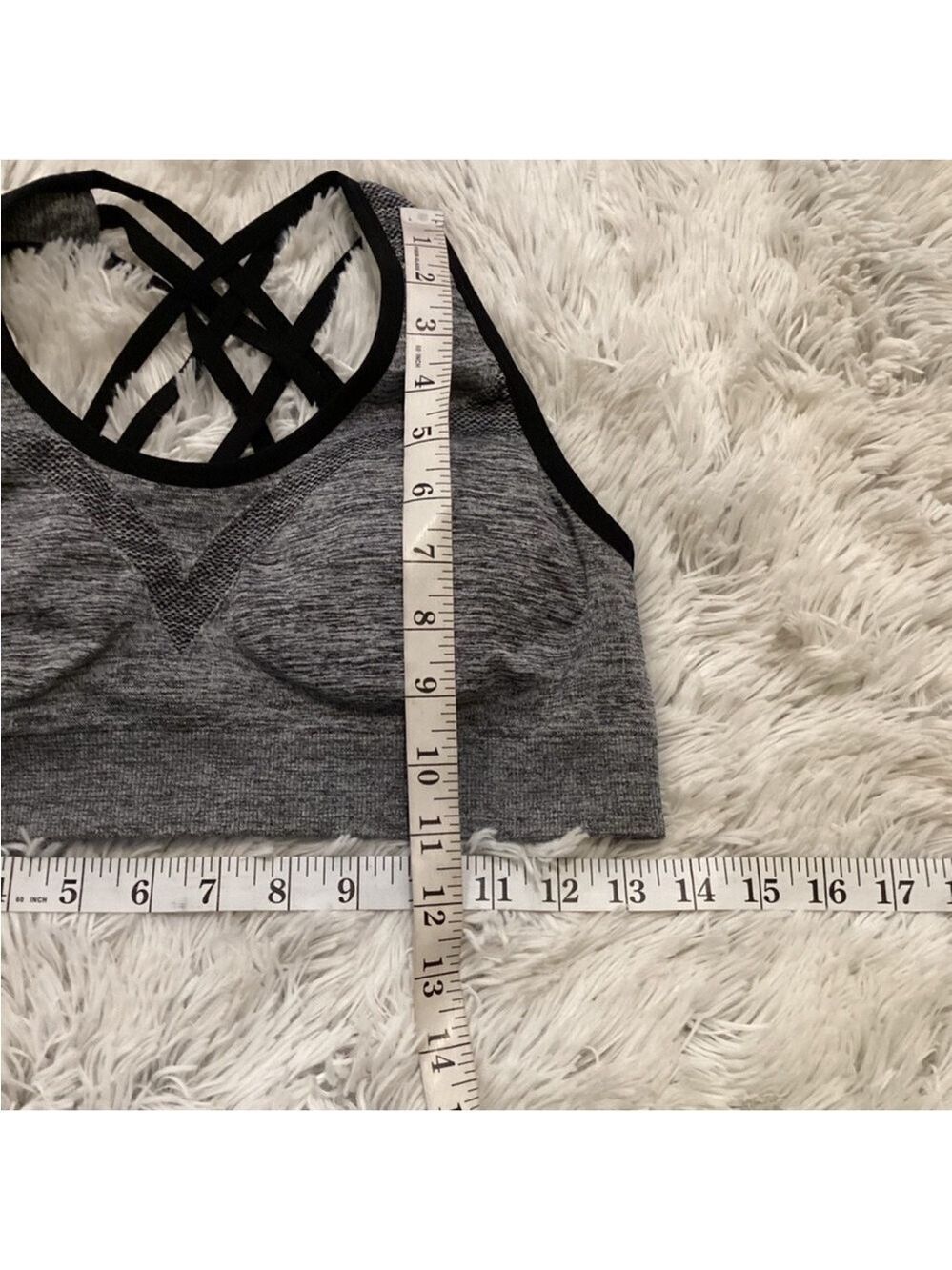 AKAMC Woman’s XL wire free yoga sports bra black marled with gray Strappy - Picture 7 of 11